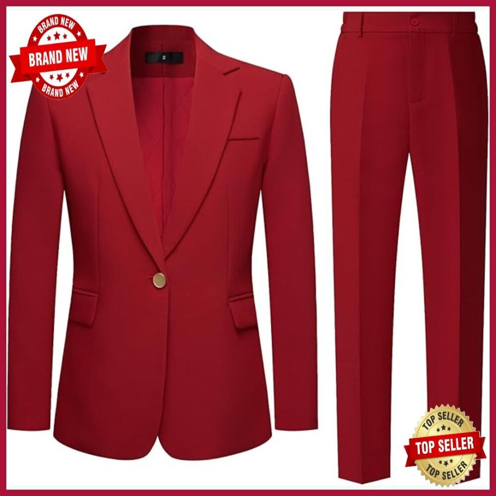 Slim Fit Women's Pant Suit Set Professional Blazer Pantsuit Office Work